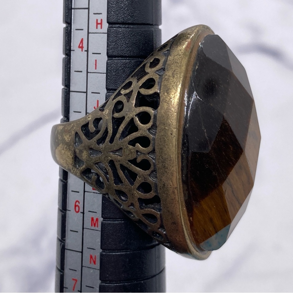 Tiger’s Eye Statement Ring Large Oval Approx Size… - image 6